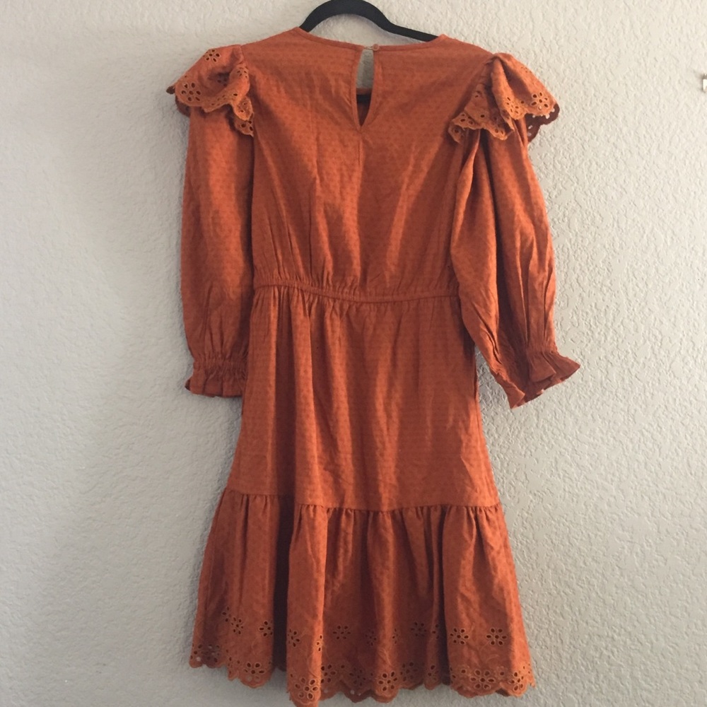 Universal Threads Rust Eyelet Ruffle Sleeve Dress - image 5